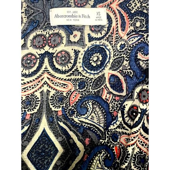 Abercrombie & Fitch Romper Shorts Long Bell Sleeves Abstract Print XS Black Blue - Picture 8 of 16